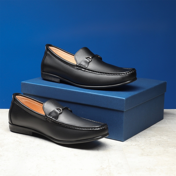 Men's Classic Metallic Horsebit Loafers - BLACK - 8